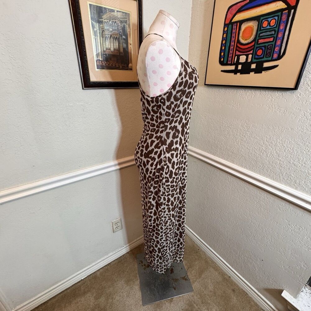 Grunge Leopard Print Mesh Maxi Dress Size Spaghetti Straps XL New With Tags - Picture 5 of 10